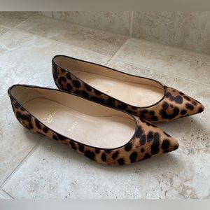 Christian Louboutin Brown Leopard Print Pony Hair Pigalle Flats Size 39